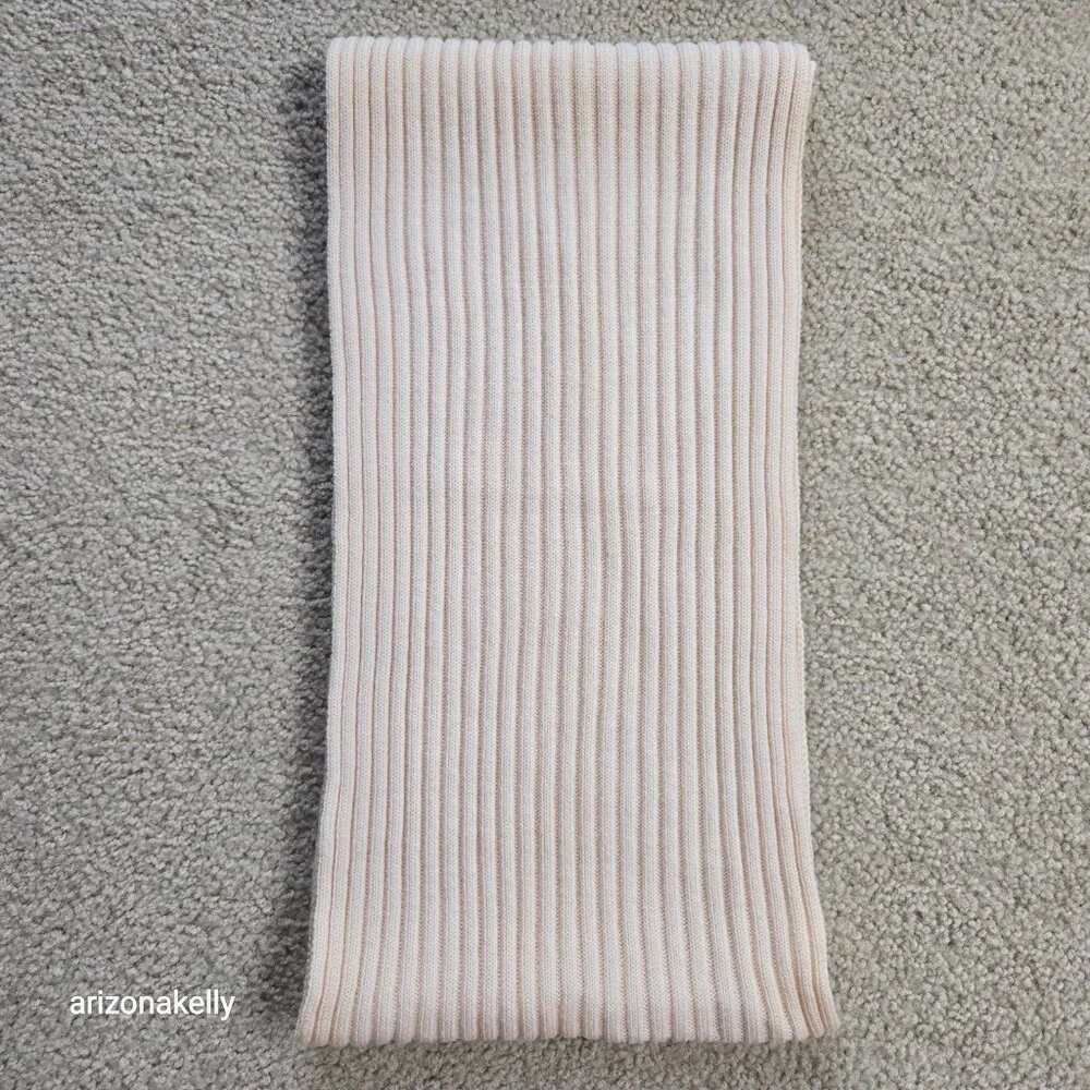 Eileen Fisher Ribbed Merino Ivory Thick Scarf TINY FLAW Wool Soft